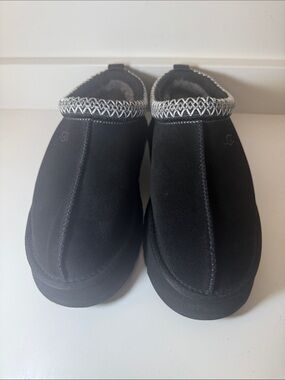 UGG Tazz II Black Suede Slip-On Shearling Clogs - Size 10